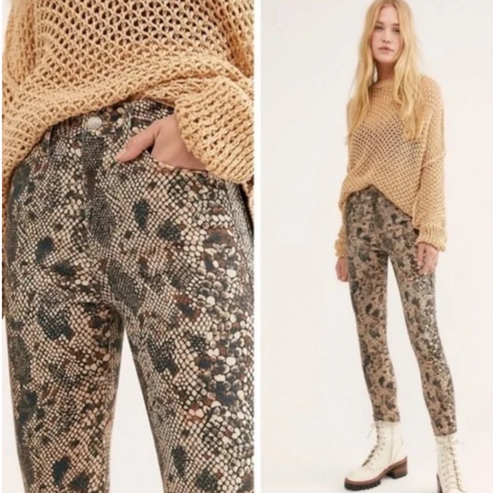 We The Free Snake Print Women Jeggings - Brown and Black